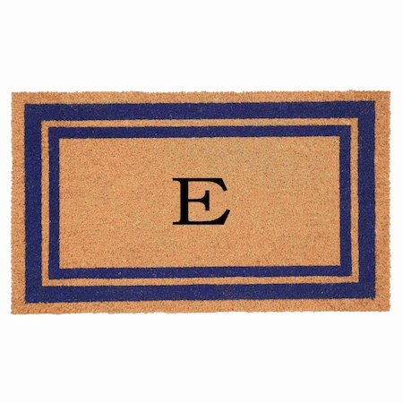 Monogram Door Mat, Natural, Dark Blue, 18 in W x 30 in L